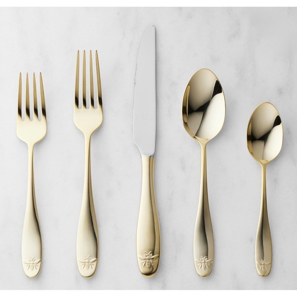 Williams Sonoma Other - Williams Sonoma 5 pc Bee 18/10 Stainless Steel Gold Flatware Set, Retail $79